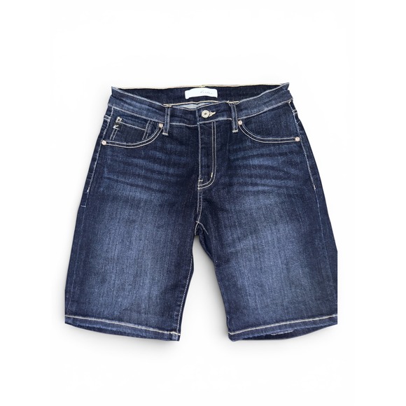 KanCan Pants - KanCan Womens Dark Wash Denim Bermuda Shorts KC8614D Size L Stretch Mid Rise